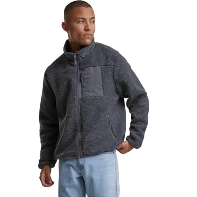 Abbildung von Urban Classics WITH Stand UP Collar Fleecejacke, Herren, Größe: Large, Cloudgrey