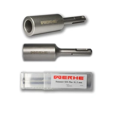 Abbildung von WERHE® Professional SDS Plus Erdnageleintreiber zum Einstecken von Tiefenerder Erder Erdung Staberder Innen durchmesser Ø 16,5 mm 100x25 Jack Hammer Picket Pfosten Driver Treiber
