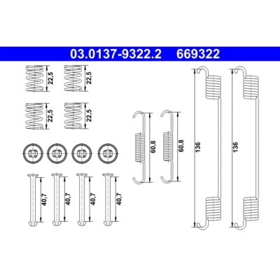 Abbildung von ATE 03.0137 9322.2 Zubehörsatz, Bremsbacken FORD: Ecosport Mk2