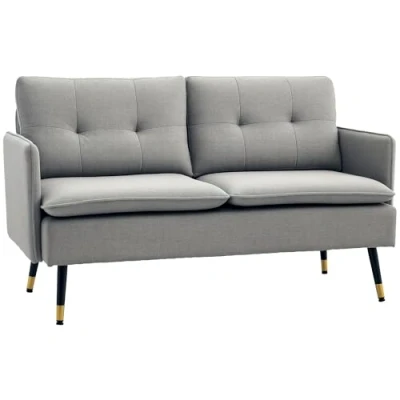 Abbildung von HOMCOM 2 Sitzer Loveseat mit Leinenoptik, Doppelsofa Kissen für Wohnzimmer