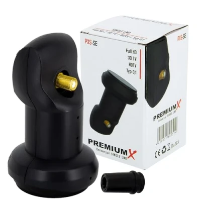 Abbildung von Premium X Single LNB PXS SE schwarz SAT TV Signalumsetzer Empfangskopf 1 Receiver DVB S2 HD 4K UHD 8K