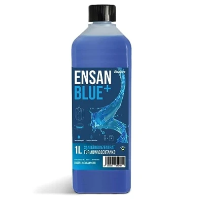Abbildung von Enders® Sanitärflüssigkeit ENSAN BLUE+(für Abwassertank), 1l, für das mobile WC, BLAUER ENGEL, umweltfreundlich, besonders ergiebig, Frischeduft, biologisch leicht abbaubar, ca.200l Abwasser #4976