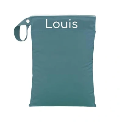 Abbildung von Nasstasche für Kita Wechselwäsche, Wasserdicht, Waschbar, mit Reißverschluss, Personalisierbar, Name, Kindergarten, Strand, Sport (Aqua)