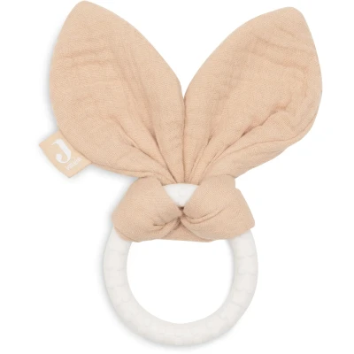 Abbildung von Jollein Beißring Baby Bunny Ears Moonstone Greifling Baumwolle Silikon Ring OEKO TEX Zertifiziert Zahnungshilfe Spielzeug