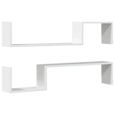 Abbildung von vidaXL 2X Wandregal Bücherregal Wandboard Schweberegal Hängeregal Dekoregal Freischwebend Regal Büroregal Wandablage Hochglanz Weiß 100x15x20cm Holzwerkstoff