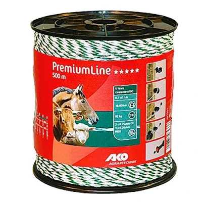Abbildung von Kerbl 500 m Premium Weidezaunlitze grün Weiss Elektrozaun Bruchlast 95 kg