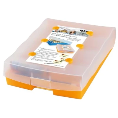 Abbildung von HAN Lernbox CROCO 2 6 19, einfach Vokabeln lernen mit 19 Kästchen, 1 x Bleistift, DIN A8 Karteikasten für 2.000 Karten, inkl. 100 Karteikarten, Karteibox, Archivbox, 9988 613, transluzent / orange
