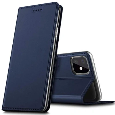 Abbildung von Verco Handyhülle für iPhone 11, Premium Handy Flip Cover Apple 11 Hülle [integr. Magnet] Book Case PU Leder Tasche (6,1 Zoll), Blau