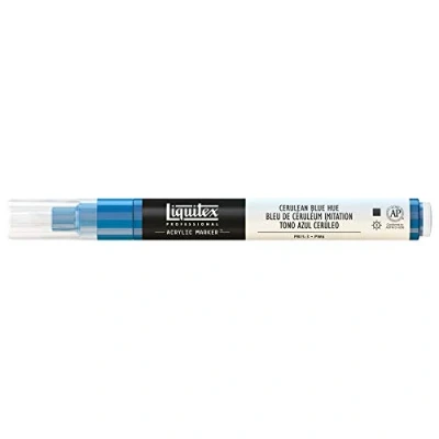 Abbildung von Liquitex 4620470 Professional Paint Marker, Acrylmarker mit hochpigmentierte Acrylfarbe auf Wasserbasis für den Innenbereich &amp; Außenbereich, feine Spitze Coelinblau Farbton