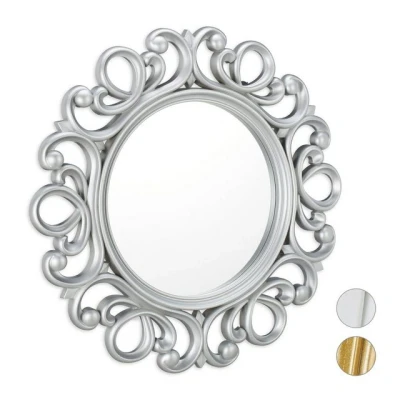 Abbildung von relaxdays Wandspiegel Deko rund, Silber