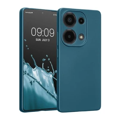 Abbildung von kwmobile Handyhülle kompatibel mit Xiaomi Redmi Note 13 Pro 4G Hülle weiche Silikon Case metallisch schimmernd in Metallic Karibikblau