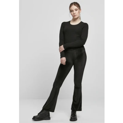 Abbildung von Urban Classics Ladies HIGH Waist Velvet BOOT CUT Leggings Stoffhose, Damen, Größe: 4XL, Black