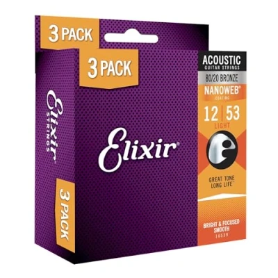 Abbildung von Elixir 16539 NANOWEB Coating Light 12 53 3 PACK