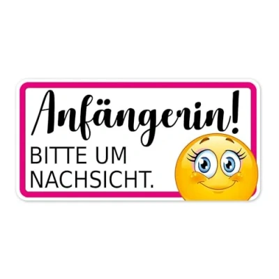 Abbildung von Auto Magnet Schild Anfängerin! Bitte um Nachsicht I 20 x 10 cm Vorsicht Achtung Fahranfänger in mit Smiley wetterfest magnetisch kfz_316