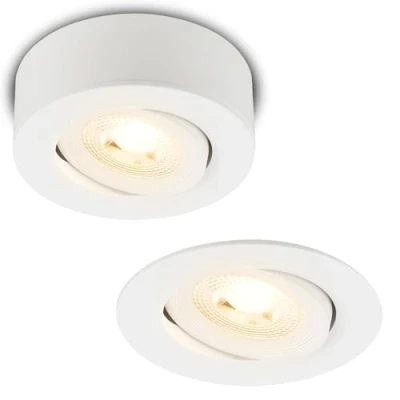 Abbildung von LED Einbauleuchte Desi, weiß, Ø9cm, ein/aus, 3.000 K
