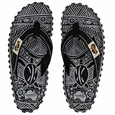 Abbildung von Gumbies Original in Black Nature T Strap Zehentrenner aus recycelten Materialien hergestellt, stabile Gummisole