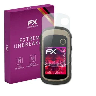 Abbildung von atFoliX Glasfolie kompatibel mit Garmin eTrex 32x Panzerfolie, 9H Hybrid Glass FX Schutzpanzer Folie
