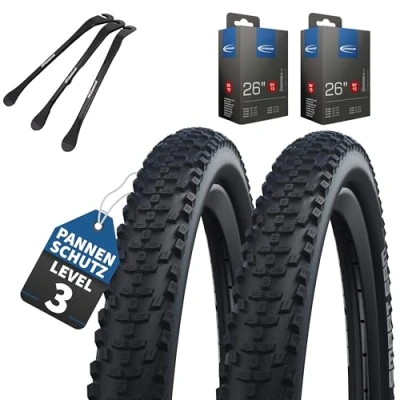 Abbildung von 2er Set Schwalbe Fahrradreifen Smart Sam K Guard HS624, 26 Zoll x 2.10 (54 559), auswählbar mit Schläuchen AV/DV/SV/Ohne + 3 MSZweirad Reifenheber (SV Ventil Schläuche, 26x2.10 559))