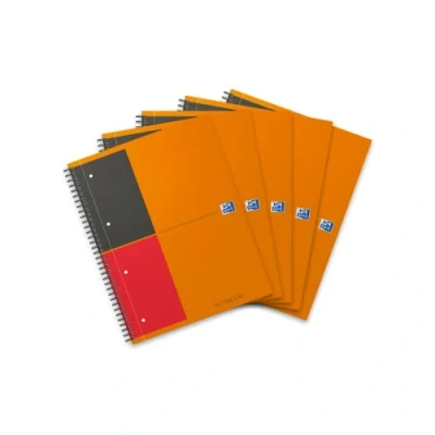 Abbildung von Oxford Notebook International A4, liniert, 160 Seiten, stabiler Kartondeckel, 5 Stück