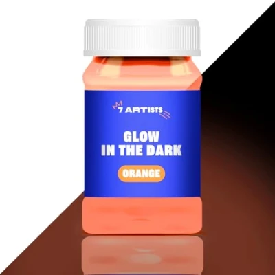 Abbildung von 7 Artists Fluoreszierende Acrylfarbe Neon Orange 100 ml Nachtleuchtende Farbe auf Wasserbasis Leuchtfarbe Acryl zum Bemalen von Holz Papier Stein Karton
