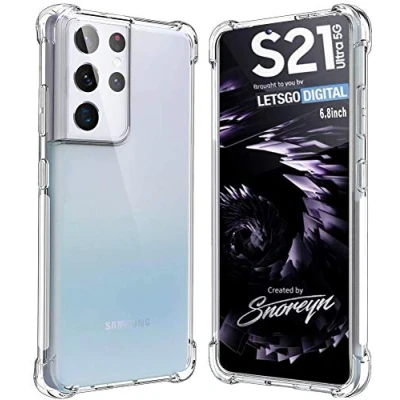 Abbildung von Folmeikat Hülle für Samsung Galaxy S21 Ultra 5G, stoßfest, kristallklar, Harte Stoßstange, schlankes Design, 5G,(6,8 Zoll) Transparent