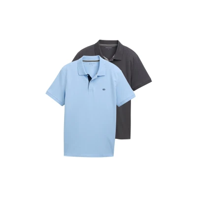 Abbildung von TOM TAILOR Herren Basic Piqué Poloshirt, washed out middle blue, XL