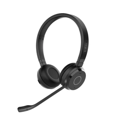 Abbildung von Jabra Evolve 65 TE kabellose Stereo Kopfhörer, Unified Communications Zertifiziert, 30 m Reichweite, 12 Stunden Akku, USB A, duale Anschlussmöglichkeiten Schwarz