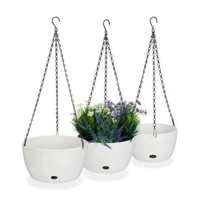 Abbildung von relaxdays Blumenampel Blumenampeln mit Wasserspeicher 3er Set