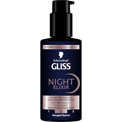 Abbildung von Schwarzkopf Gliss Night Elixir Overnight, Hair Serum, Damaged Split Hair, Medium Care, 100 ml