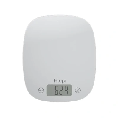 Abbildung von Haepi, Elektronische Küchenwaage mit hoher Präzision 5000g/1g, Tarier /Flüssigkeitsfunktion, modernes Design, großes LCD Display, Batterien inklusive, 15 Jahre Garantie