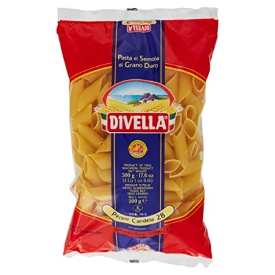 Abbildung von 24x Divella Penne Candela N. 28 Hartweizengrieß Pasta Italienische Nudeln 500g Packung + Italian Gourmet Polpa di Pomodoro 400g Dose
