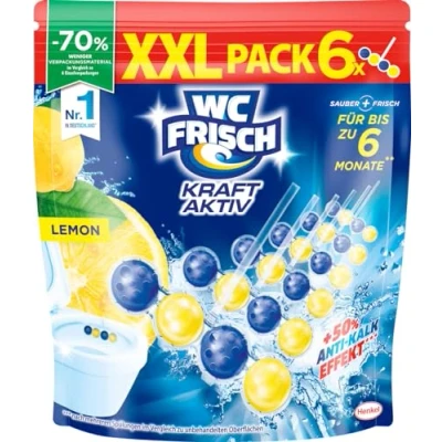 Abbildung von WC Frisch Kraft Aktiv Duftspüler Lemon Reiniger (XXL Spar Pack, [6 St. 4 fach Aktivstoff Kombination (6x50g)