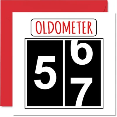 Abbildung von Lustige Karten zum 57. Geburtstag für Männer und Frauen Oldometer Alles Gute Geburtstagskarte Vater Mutter Großvater Kindermädchen Oma Freund 145mm Grußkarten Karte