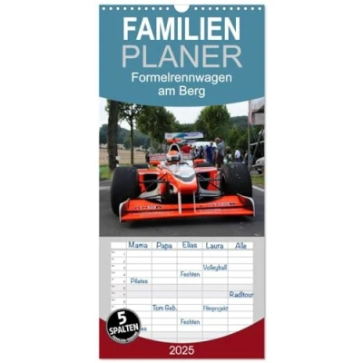 Abbildung von Familienplaner 2025 Formelrennwagen am Berg mit 5 Spalten (Wandkalender, 21 cm x 45 cm), CALVENDO