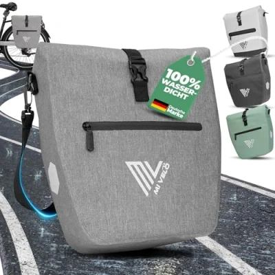 Abbildung von MIVELO 2in1 Fahrradtasche für Gepäckträger Gepäckträgertasche wasserdicht Inkl. gepolstertem Laptopfach &amp; Schultergurt Tasche Fahrrad I Packtasche 20L (Grau)