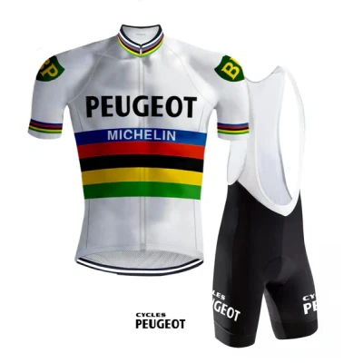 Abbildung von Retro Radsport Outfit Peugeot Rainbow REDTED