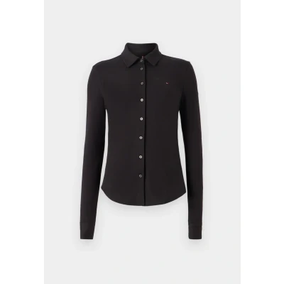 Abbildung von Tommy Hilfiger SLIM Button DOWN Hemdbluse, Damen, Größe: Small, Black