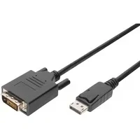 Abbildung von DIGITUS Displayport Adapterkabel DP DVI (24+1) Full HD 1080p/60Hz 1.1a 2.0m mit Verriegelung geeignet für Monitore, Grafikkarten schwarz