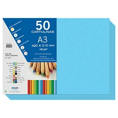Abbildung von Dohe A3 Karton, Ozeanblau, für Basteln und Drucken (50 Stück) 21 x 29,7 cm 180 g/m² Büromaterial