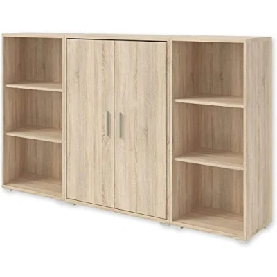 Abbildung von moebel dich auf Highboard Office LINE in Eiche Sonoma mit 2 Türen &amp; 6 Fächern Büroregal (B/H/T): 184 x 114 35 cm
