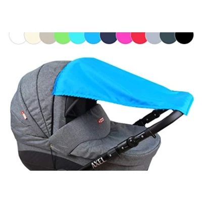 Abbildung von BABYLUX Sonnenschutz für Kinderwagen Buggy Babywanne UV Schutz Rollofunktion Universal SONNENSEGEL Sonnendach Verstellbar (Blau)