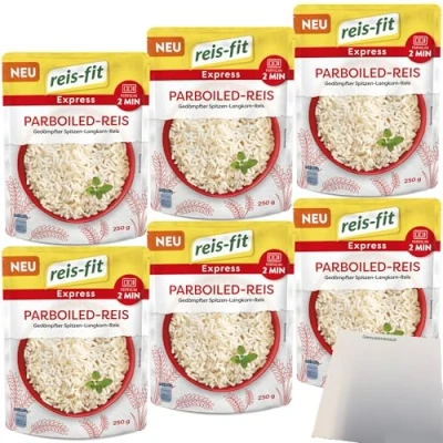Abbildung von Reis Fit Express Langkorn Parboiled 6er Pack (6x250g Packung) + usy Block