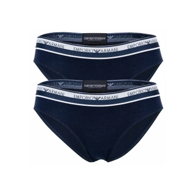 Abbildung von EMPORIO ARMANI Damen Stretch Cotton Logoband 2 Pack Briefs, Marine, M