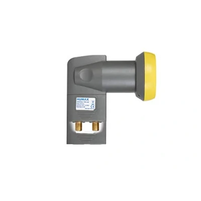 Abbildung von HUMAX Digital Twin LNB 122s B Gold, Satelliten universal LNB, LTE Filter, 2 Teilnehmer inkl. Wetterschutzhülle und vergoldete F Buchsen, für digitales Fernsehen in HD, Full HD &amp; 4K UHD, schwarz/gelb