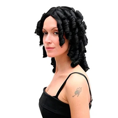 Abbildung von WIG ME UP 6006A 1B Perücke schwarz Spiral Locken schulterlang Mittelalter Karibik Barock Südstaaten