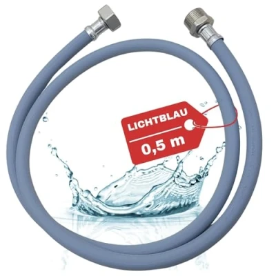Abbildung von Lichtblau Zulaufschlauch Verlängerung mit Metallgewinde I 0,5m Waschmaschine Geschirrspüler Anschluss 3/4 Zoll für Wasserzulaufschlauch universell verwendbar Hersteller unabhängig