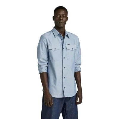Abbildung von G Star Marine SLIM Shirt Hemd, Herren, Größe: XS, Nitro/white oxford