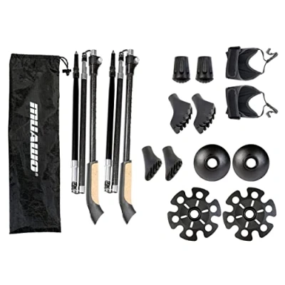 Abbildung von Muawo Nordic Walking Stöcke Premium faltbare carbon und Trekkingstöcke (Set, Vollständiges 15 Teile Set), 66% Carbon, ultraleicht, robust, falt verstellbar