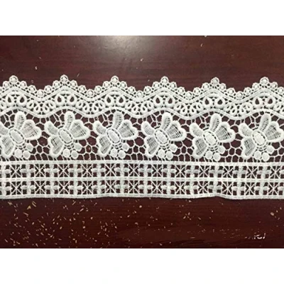 Abbildung von Yulakes 3 Yard 12cm Weiß Baumwolle Spitzenband Vintage Häkelband Spitze Borte Häkelspitze Häkel für Nähen Handwerk Hochzeit Deko Scrapbooking Geschenkbox (Weiß)