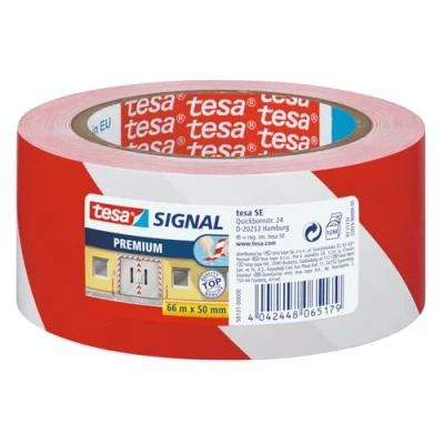 Abbildung von tesa Warnklebeband 50 mm x 66 m rot/weiß